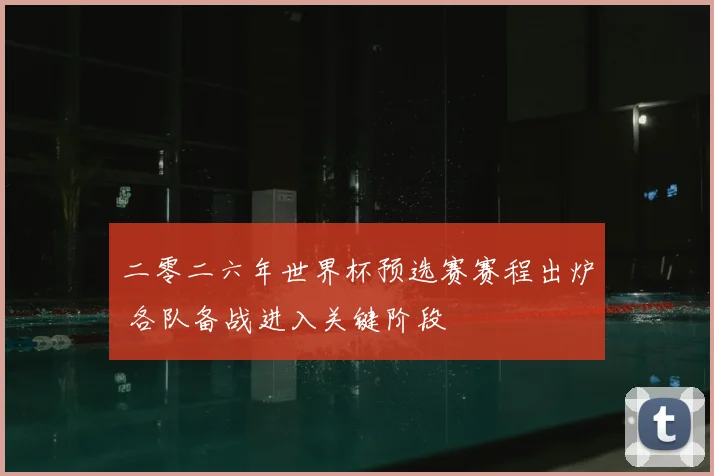二零二六年世界杯预选赛赛程出炉 各队备战进入关键阶段